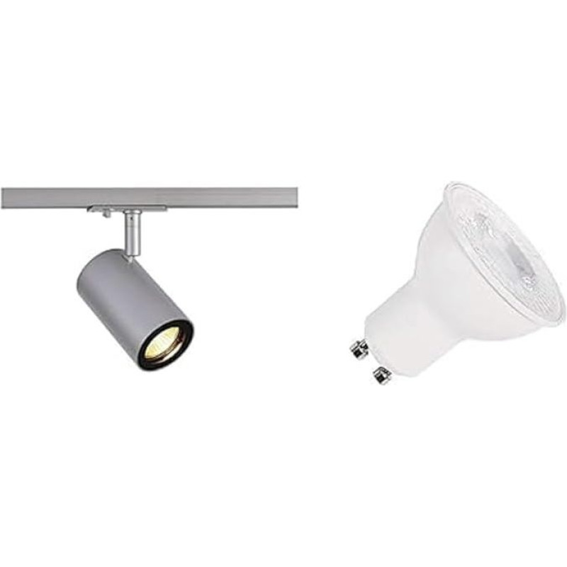SLV Enola B Pendant Light, LED Rail Spotlight, Rotating and Swivelling 1-Phase Spotlight, Rail System, Includes Efficient GU10 Bulb, 3000 K, Neutral White, Includes 1 Phase Adapter