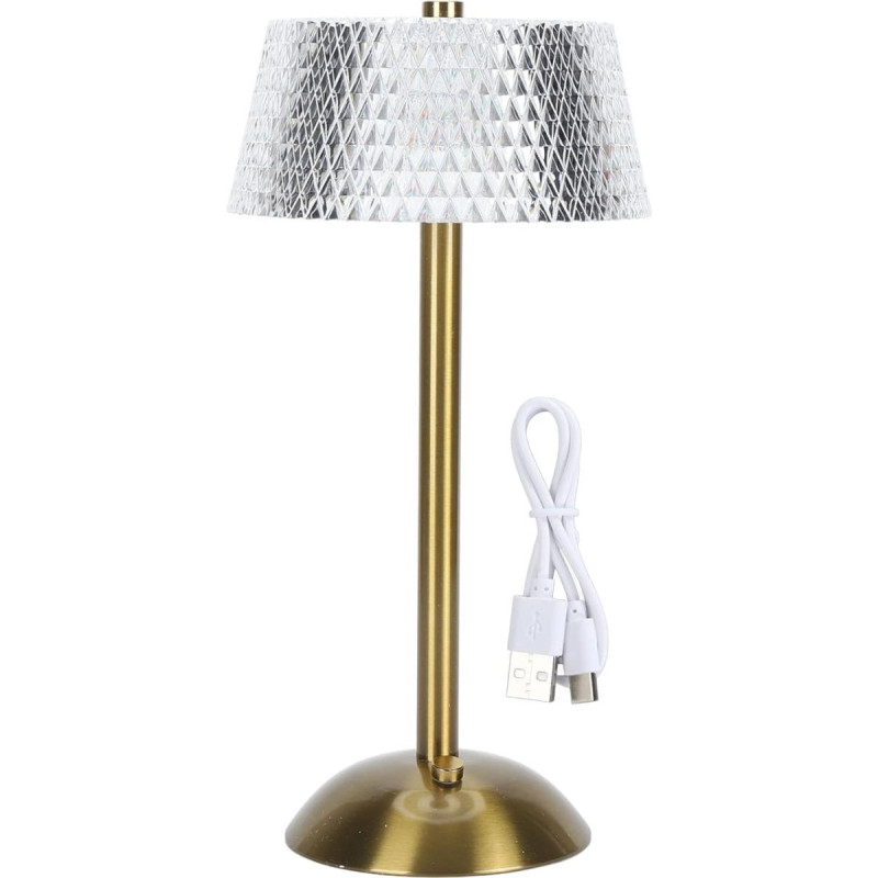 Dimmable Crystal Table Lamp, Wireless LED Desk Lamp with Touch Control, 3 Colour Changing, Rechargeable Battery for Bedroom, Living Room, Bathroom