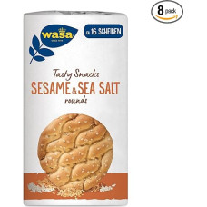 Wasa Tasty Snacks Rounds Sesame & Sea Salt - Round Wheat Crispbread with Sesame and Sea Salt - Pack of 8 (8 x 235 g)