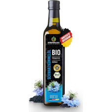 Kräuterland Organic Black Cumin Oil 500 ml, Filtered, Cold Pressed, High-Quality Nigella Sativa Seeds, Native, Glass Bottle, Freshly Pressed Daily from our Kräuterland Oil Mill