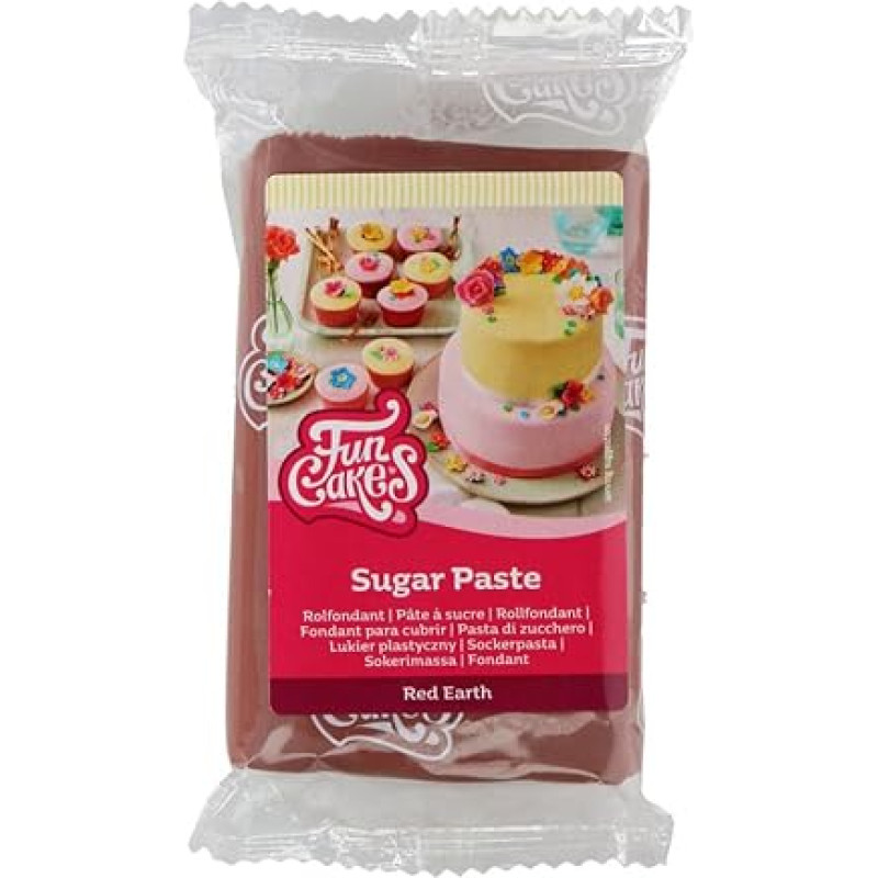 FunCakes Red Earth Easy to Use Smooth Flexible Soft and Smooth Smooth Smooth Fondant Fondant Cake Decorating Halal Kosher Gluten Free 250g Pack 1