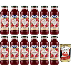 12 x Yoga il Centrifugato con Chia, vaisių koncentratas su chia, raudonaisiais vaisiais ir rabarbarais, vaisių sultys be pridėtinio cukraus, 680 ml stiklinis buteliukas + Italian Gourmet Polpa di Pomodoro 400 g skardinė