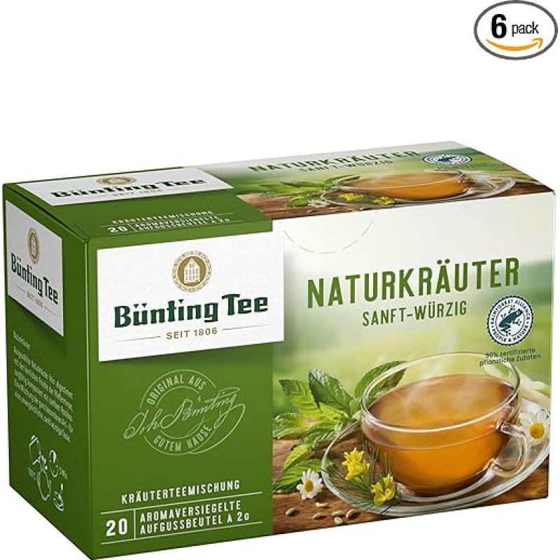 Bünting Tea Natural Herbs Gentle Spicy / Pack of 6 - Herbal Tea - 6 x 20 Tea Bags