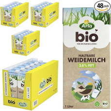 ALRALA Ilgaamžis ganyklų pienas H-Milk Mažo riebumo pienas % 3,8 Riebalų Ilgaamžis pienas 1000 ml Pakuotė 48 vnt.