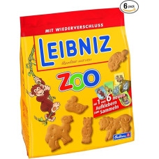 Leibniz ZOO, Pack of 6 - Mini Butter Biscuits in Bulk - Butter Pastries for Children - Children's Biscuits in Storage Box (6 x 125 g) - Animal Biscuits for Playing