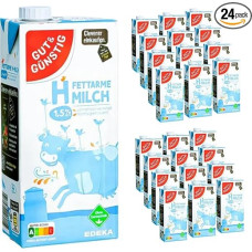 Milk Good & Cheap Low Fat H Milk 1.5% Fat Durable Milk, 1 Litre Each, Pack of 24 with Pufai Grocery