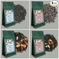 Black Tea Mix Set of 4 (4 x 100 g) | Assam OP, Pu Erh, Winter Evening by the Fireplace & Roasted Apple | High Quality Tea Set for Tea Lovers