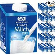Weihenstephan Milk Low-Fat H-Milk 1.5% Fat, 0.5 Litre Each, Pack of 60 with Pufai Grocery