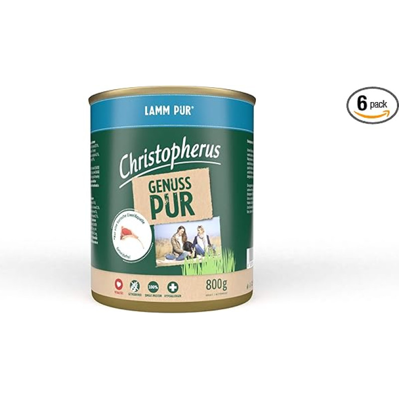 Christopherus PUR Lamb, visavertis ėdalas šunims, drėgnas maistas, 6 x 800 g