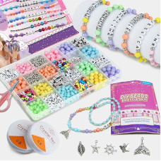 DIY Beads Set, Letter Beads for Children, Jewellery Bracelet, Necklaces, String Making Kit, Bracelets Art Craft Kit for Girls Children