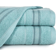 Eurofirany Maja Hand Towel Cotton Metal Stitching Border Soft Pattern Thick Set of 3 Light Turquoise 70 x 140 cm