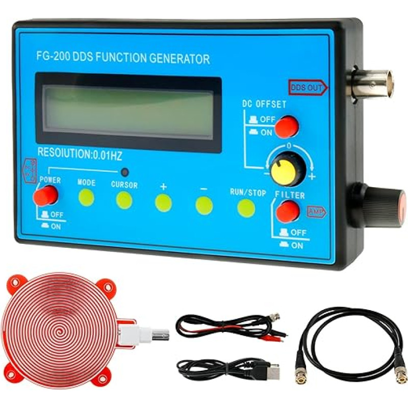 FG-200 DDS Function Generator 1-500kHz USB Ultra Accuracy Stability 140 x 80 x 26 mm Frequency Generator with Schumann Wave Generator Function Signal Generator Signal Generator Function Generator