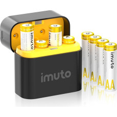 imuto Rechargeable Lithium AA Battery Pack of 8 with Charger, 3600 mWh High Capacity 3 Amp 100% Peak Power AA Batteries, Simulate to Alkaline with Non-Constant Voltage AA Li-ion