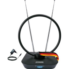 SCHWAIGER DVBT2 antena Vidinė TV antena su stiprintuvu 36 dB Vidinė antena Aktyvioji priėmimo antena TV DVB-T DVB-T2 DAB+ Teleskopinė antena LTE blokavimo filtras 1,5 m jungiamasis kabelis HDTV HD Digital