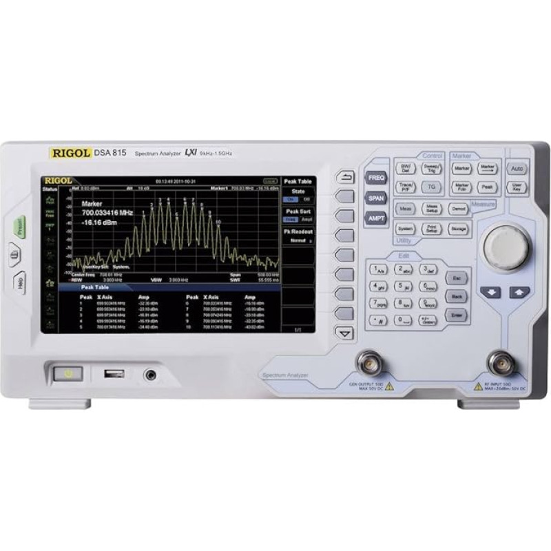 Rigol DSA815 Spektrum-Analysator, Analyzer-Frequenzbereich 9kHz - 1,5GHz, Bandbreiten (RBW) 100Hz -