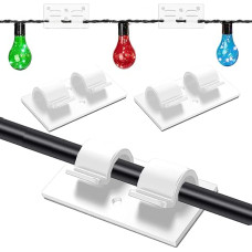 18 x White Waterproof Self Adhesive Cable Clips for Outdoor Lighting with Upgraded Adhesive Pad
