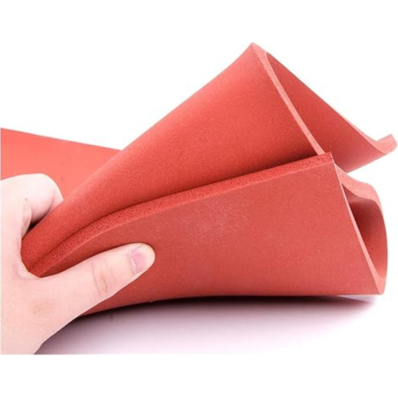 Silikono putų pagalvėlė, aukšta temperatūra, kempininė plokštelė, putojanti silikagelio plokštelė, sandarinimo plokštelė, raudona, 500 x 500 x 8 mm