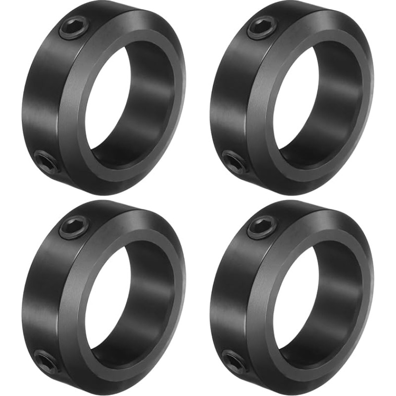 sourcing map 4-teiliges Set mit Schraubenmanschetten, 30 mm Bohrung, 1045 Stahlschaftmanschetten, 46 mm Außendurchmesser, 15 mm Breite, Achsmanschette für Linearstangenwellenführung