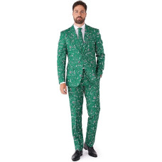 OppoSuits Funny Suit for Men - Cool Circuit - Complete Retro Costumes with Jacket, Trousers and Tie - Size US 48, Cool Circuit