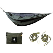 OneTigris Kompound Travel Hammock 1 Person Outdoor Hammock with Mosquito Net Reusable Packaging 260 x 130 cm Army Green