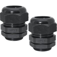 Bonsicoky NPT Nylon Cable Glands IP68 Waterproof Adjustable Cable Handle Cable Connectors Strain Relief Wire Protector for 18-25mm Cable Diameter 2 Pack Black