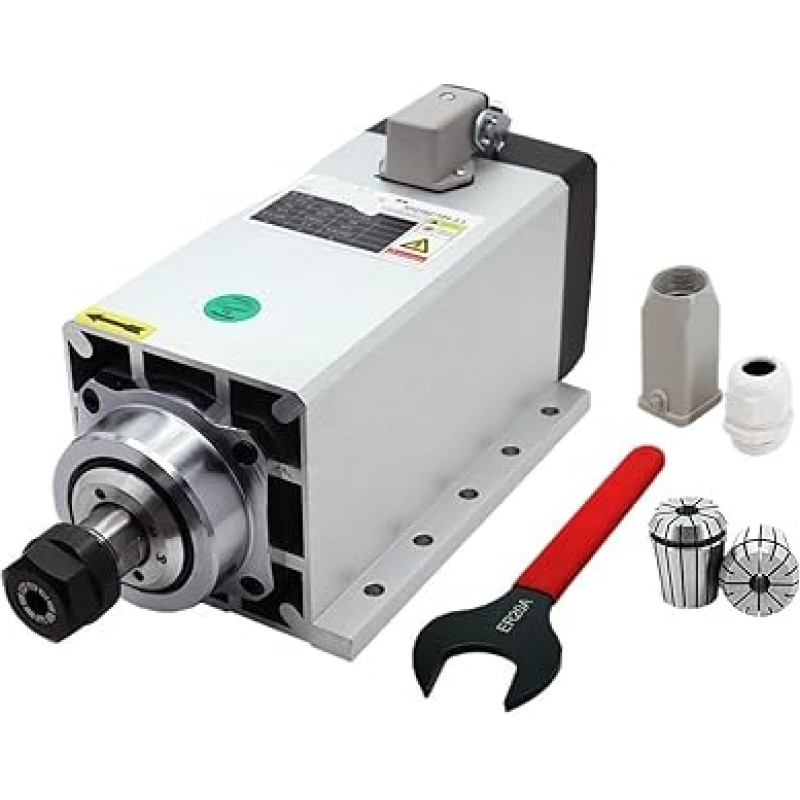 3,5 kW Spindelmotor 220 V ER20 400 Hz 24000 U/min + ER20A-Schraubenschlüssel + 2 Stück ER20-Bohrfutter 1/2 Zoll 10 mm