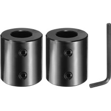 sourcing map 2 Stück Wellenkupplung, 2,2 cm Bohrung, 3,5 cm Außendurchmesser, 5,1 cm Länge, schwarzer, oxidierter Stahl, starre Kupplung mit Sechskantschlüssel für 3D-Drucker, Motorrad (2 Schrauben