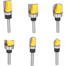 6pcs Flush -Trimmbit Set 6mm Schaftmuster Router -Bits mit Lager für Scharnierhölzerholzschneider PTFE beschichtete Wolfram -Carbid -Nicht -Rückschlagdesign