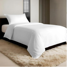 Pizuna 600 Thread Count Cotton Bed Linen, 100% Long Staple Cotton Duvet Cover and Pillowcase, 100% Cotton Mako Satin, 2-Piece Bedding Set, 135 x 200 cm + 40 x 80 cm, White