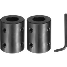 sourcing map 2 Stück Wellenkupplung, 1,9 cm Bohrung 3,8 cm Außendurchmesser, 5,1 cm Länge, schwarzer, oxidierter Stahl, starre Kupplung mit Sechskantschlüssel für 3D-Drucker, Motorrad (4 Schrauben pro