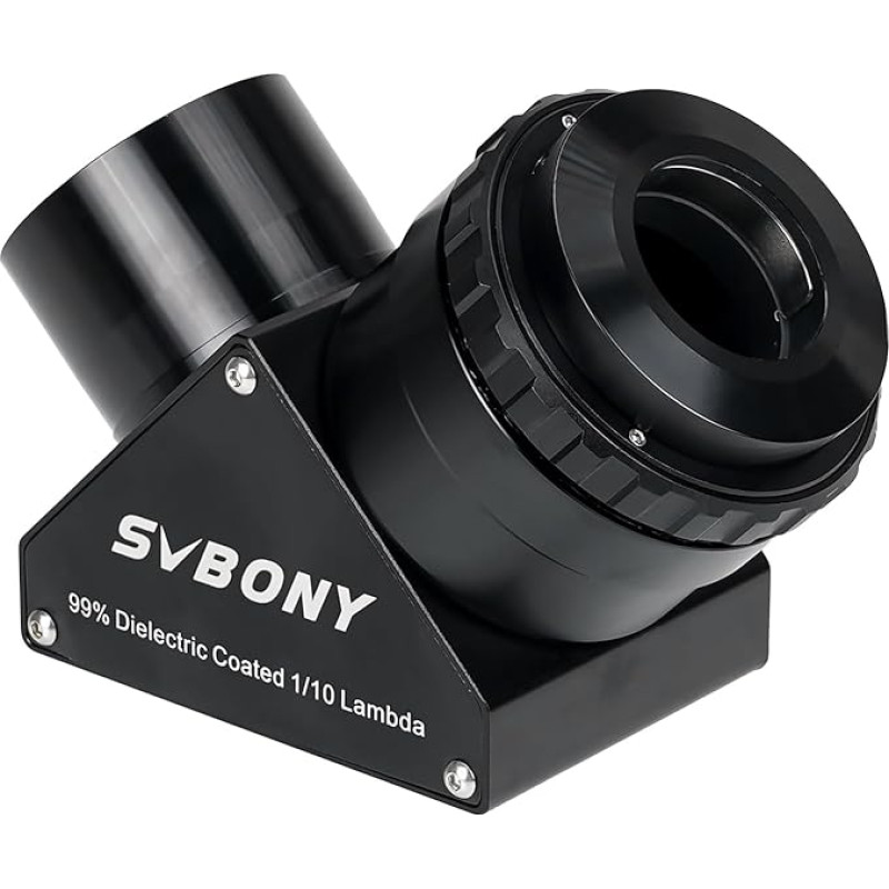 Svbony SV223 įstrižinis veidrodis, 2 colių 90° žvaigždžių zenitinis veidrodis su 1,25 colio adapteriu ir anglies pluošto medžiaga, 99 % atspindžio koeficientas, zenitinis veidrodis planetų giliojo dangaus vizualizacijai