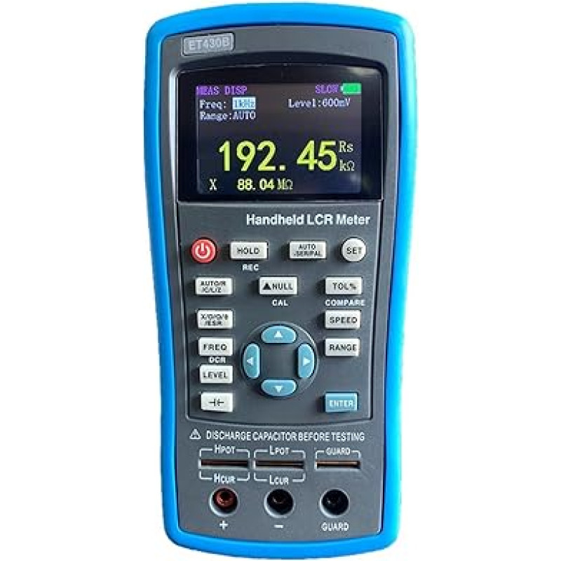 Precision LCR Meter, Handheld LCR Digital Bridge Capacitance Inductance Resistance Tester Professional LCR Meter LCR Tester Laboratory LCD Equipment (ET433)