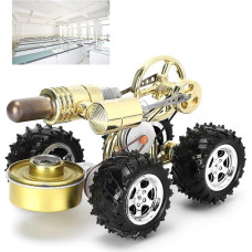 KUIDAMOS Retro Stirling HEI?Air Stirling Engine Car Stirling Engine Generator Retro Style Car Generator Model 15.8 x 11.4 x 9 cm Zinc Alloy Steam Locomotives Moteurs, gold, Retro