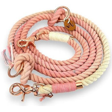Matibuli Hundeleine aus Baumwolltau, Tauleine in der Farbe Rosa mit Roségold Scherenkarabiner für mittelgroße Hunde ab 8 Kg