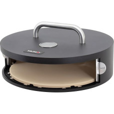 TAINO Pizzabox Pizza Attachment Pizza Stone with Lid Door Round Grill Accessories for Gas Grill Black