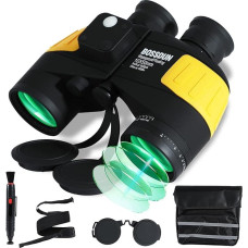 10x50 jūriniai žiūronai, žiūronai su naktinio matymo tolimačiu ir kompasu, skirti vandens sporto entuziastams ir buriuotojams mėgėjams, su paruoštu krepšeliu, dulkių dangteliais ir nešiojimo dirželiu (LP017Y)