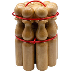 GICO 3018 Wooden Bowling Game for Children and Adults - Indoor and Outdoor Fun with Quality Product Made of Solid Wood - Made in EU Height 24 cm
