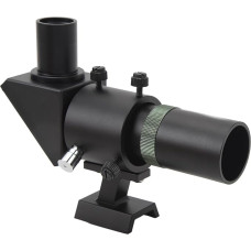 6X30 ieškiklis su 120 mm židinio nuotoliu, 30 mm diafragma, žalia plėvelės danga, 90 laipsnių matymo kampu, aliumininiu laikikliu, skirtas astronominiams teleskopams