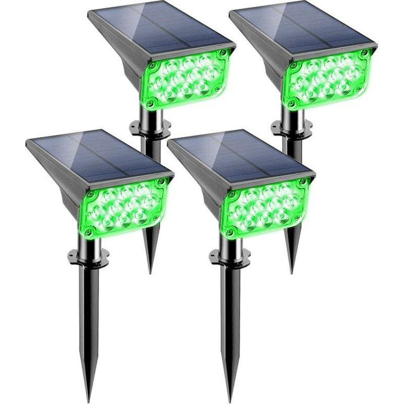 NATPOW Outdoor Solar Spotlight, Green Garden Lamps with 20 LEDs, 2 Brightness Adjustable Solar Spotlight Garden, IP65 Waterproof Garden Spotlight Solar for Patio, Path, Yard, Garden, Pack of 4