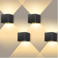 GEARLITE LED įkraunamas sieninis šviestuvas vidaus / lauko 4 dalys, sieninis šviestuvas aukštyn ir žemyn reguliuojamas šviesos spindulys šiltai balta lauko sieninis šviestuvas 3000 K šiltai balta