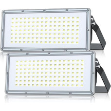 TOPAUBUB LED prožektorius 230 V lauko 100 W 10000 LM - itin ryškus 6500 K šaltai baltos spalvos prožektorius LED prožektorius lauke IP66 vandeniui atsparus lauko apšvietimas sode, kieme (2 vnt.)