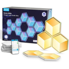 Govee Glide Hexagon Light Panels Ultra, 3D Hexagon LED Panels RGBIC, Wi-Fi Wall Light, 129 LEDs, Works with Alexa, 60 Scene Modes and Music Sync for Gaming Wall Room Decoration, 10 Panels Lunar White