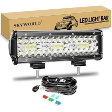 SKYWORLD LED Work Light Bar 22.8 cm 180 W LED Headlight 12 V 24 V Work Light Additional Headlight with Wiring Harness for Car Offroad Tractor Car Truck SUV UTV ATV