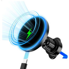 Magsafe Car Mount with Wireless Car Charging Function 15 W [Qi Certified] Mobile Phone Holder Car Magnet, Magsafe Charger for iPhone 16 / 15 / 14 / 13 / 12 Series, Car Accessories