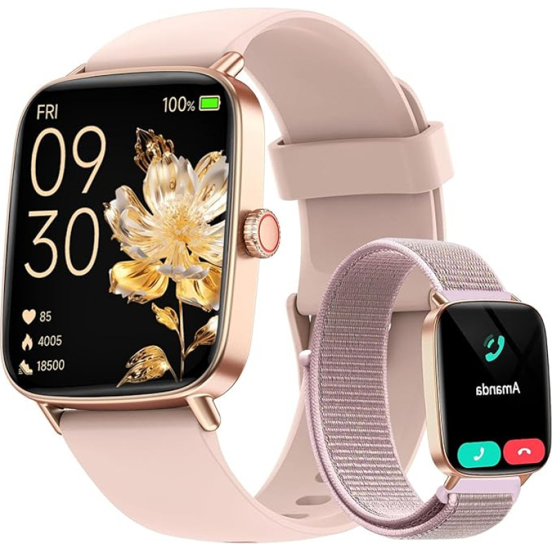 Smartwatch Women Men with Phone Function, 1.85 Inch Fitness Watch Smart Watch, 100+ Sports Modes, Fitness Tracker with Heart Rate/SpO2/Sleep Monitor, Pedometer, IP68 Waterproof Sports Watch for iOS