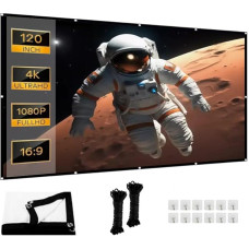 Projektoriaus ekranas Sustiprintas ir nuo raukšlių apsaugotas nešiojamasis projektoriaus ekranas, 16:9 HD sulankstomas projektoriaus ekranas namų kinui, biurui ir stovyklavietei (120 colių)