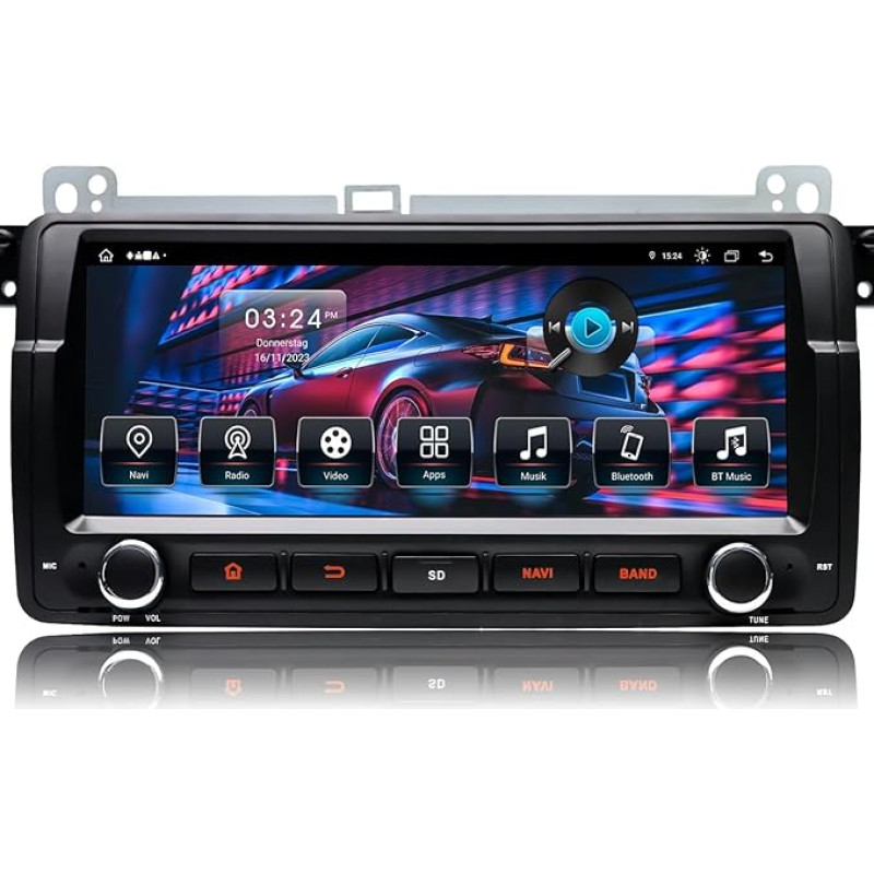 NUOTIAN 8.8 Inch Android 13 Car Stereo for BMW E46 M3 / Rover 75 / MG ZT | 1 DIN In-Dash Radio with Wireless CarPlay & Android Car | 4G LTE Internet | 4GB RAM 64GB | GPS Navigation | HD IPS
