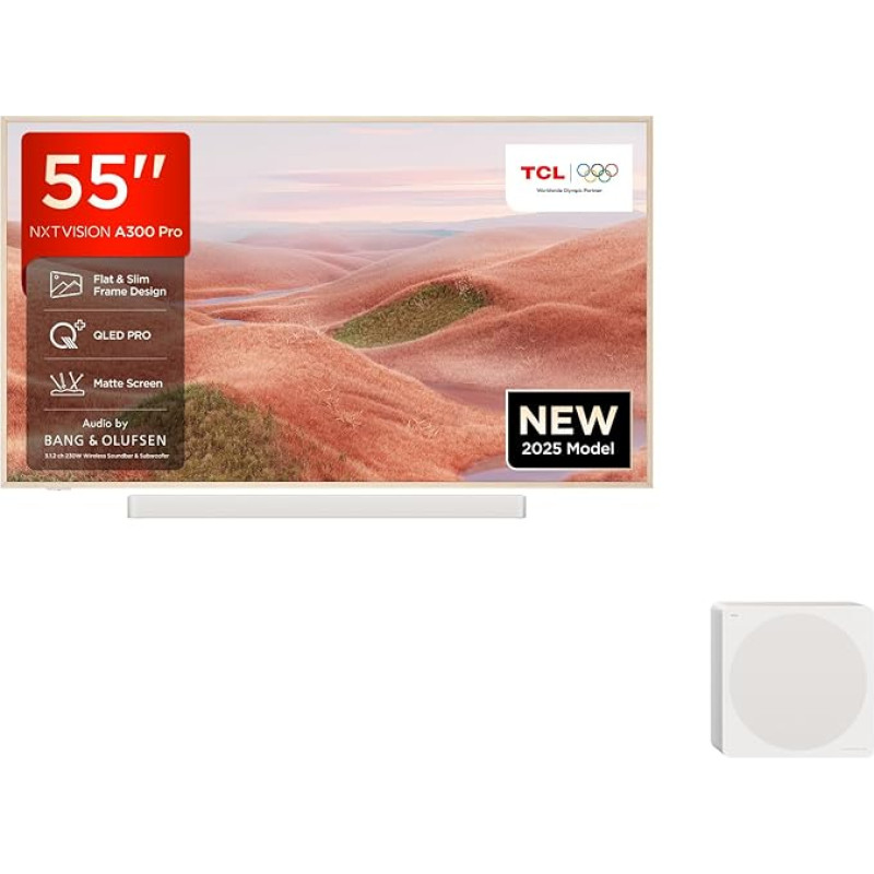TCL NXTVISION A300 PRO 55 Inch QLED PRO 4K UHD TV, 4K HDR PRO, Matte Screen, Smart Google TV (Dolby Vision IQ & Dolby Audio, 144Hz Motion Clarity Pro)