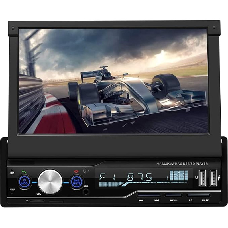Garsent 2DIN automobilinis radijas su ištraukiamu ekranu, 7 colių automobilinis daugialypės terpės MP5 grotuvas palaiko USB/AUX/TF, 