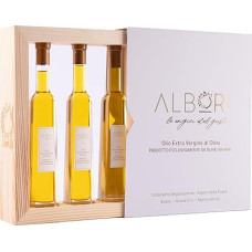 ALBORI Tasting Olive Oil Italian Extra Virgin Apulian Cold Pressed, Gift Box Tasting with 3 Oil Bottles Olive Oil 100 ml, Premium Gift Ideas Monocultivar and Mix Olives